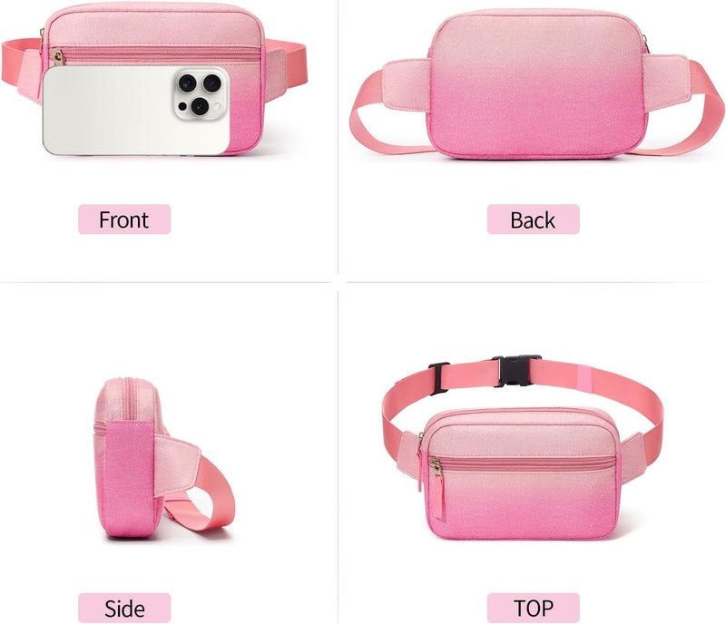 cotmcor Store Valentines Day Gifts for Kids: Fanny Pack Birthday Gift for 5 6 7 8 9 10 11 12 Year Old Teen Girls, Preppy Cute Trendy Stuff Colorblock Crossbody Bag Adjustable Belt Bags for Travel Outdoor - Image 5